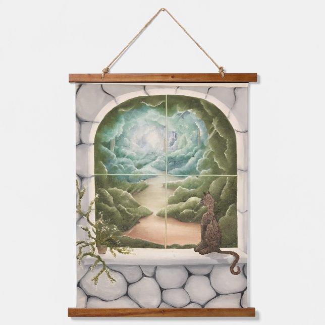 Tapiz Con Marco De Madera Cat in a Window (Anverso)