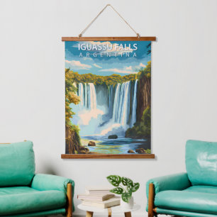 Tapiz Con Marco De Madera Cataratas del Iguazú, Argentina – Póster de viaje