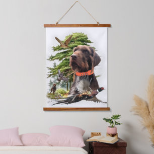 Tapiz Con Marco De Madera Caza de faisanes con pudelpoteros