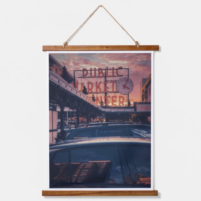 Tapiz Con Marco De Madera Centro del mercado del peto de Seattle (Anverso)