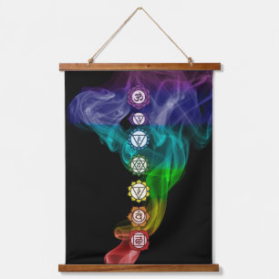 Tapiz Con Marco De Madera Chakra humo arcoiris Negra Negra