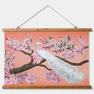TAPIZ CON MARCO DE MADERA CHERRY BLOSSOM PEACOCK