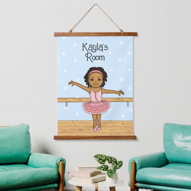 Tapiz Con Marco De Madera Chica Ballerina Personalizado Rótulo De Habitación (Sala de estar)