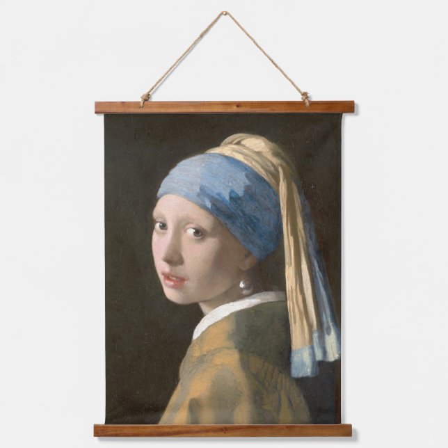 Tapiz Con Marco De Madera Chica con arte Pearl Earring-Johannes Vermeer (Anverso)