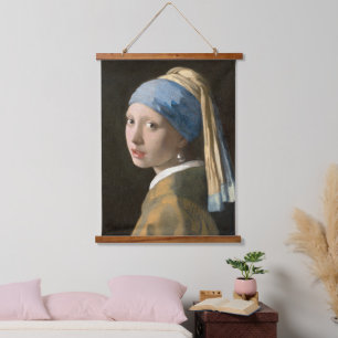 Tapiz Con Marco De Madera Chica con Pearl Earring   Johannes Vermeer
