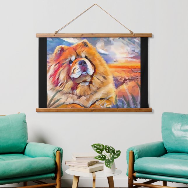 Tapiz Con Marco De Madera CHICA GOLDEN colgando tapicería (Sala de estar)