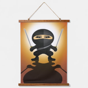 Tapiz Con Marco De Madera Chico Ninja Anime Guerrero Katana