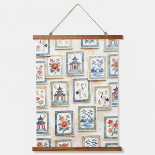Tapiz Con Marco De Madera Chinoiserie Mahjong