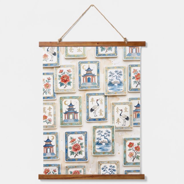 Tapiz Con Marco De Madera Chinoiserie Mahjong (Anverso)