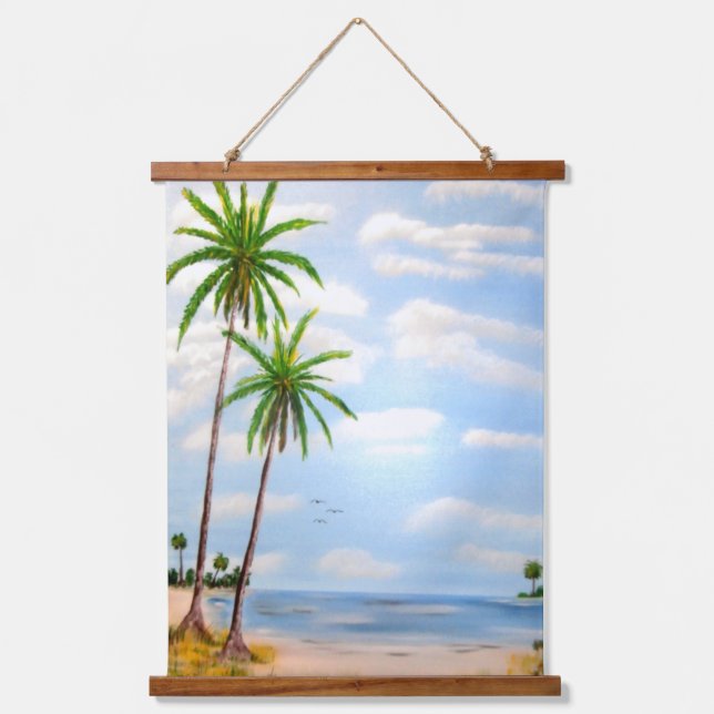 Tapiz Con Marco De Madera Cielo azul tropical (Anverso)