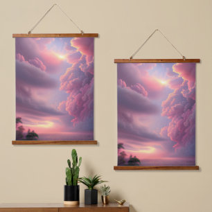 Tapiz Con Marco De Madera Cielo rosa épico