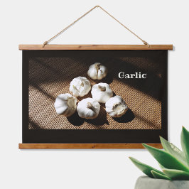Tapiz Con Marco De Madera Cinco Clavos Enteros de Ajo Cocina Rústica