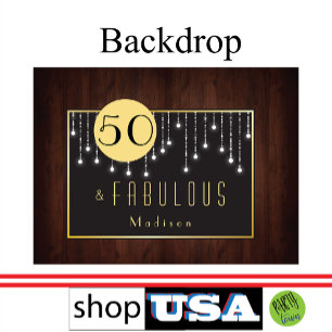 Tapiz Con Marco De Madera Cincuenta y Fabulous: String Lights Birday