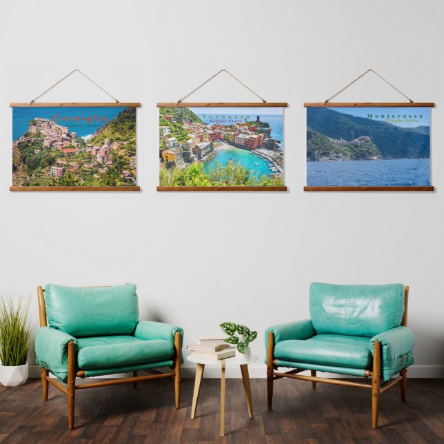 Tapiz Con Marco De Madera Cinque Terre Corniglia Vernazza Monterosso (Sala de estar)
