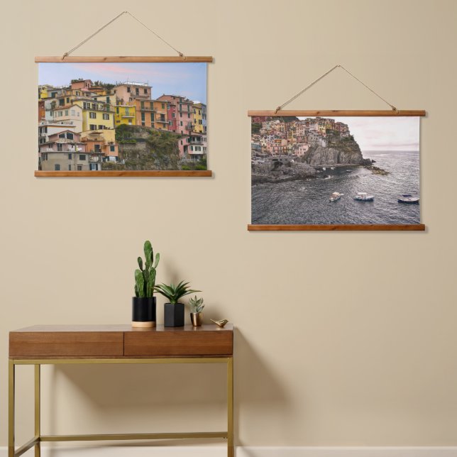 Tapiz Con Marco De Madera Cinque Terre Italia (Asimétrico)