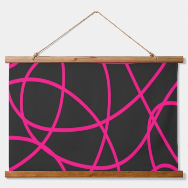 Tapiz Con Marco De Madera Cinta magenta sobre negro (Anverso )