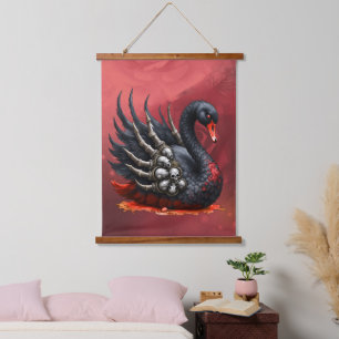 Tapiz Con Marco De Madera Cisne Oscuro de Huesos – Elegancia Gótica