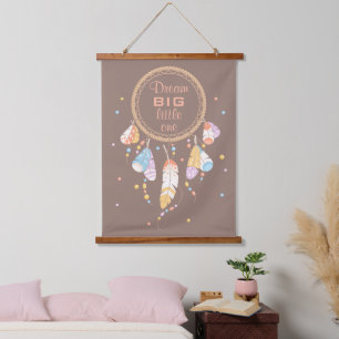 Tapiz Con Marco De Madera Cita de Boho Brown, un Dreamcatcher tribal
