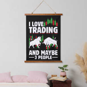 Tapiz Con Marco De Madera Cita divertida de trading Toro y gráfico de velas