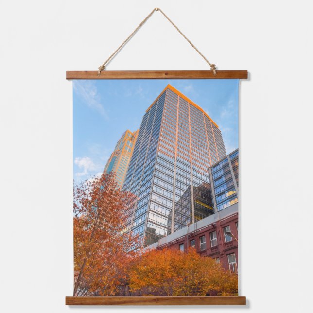 Tapiz Con Marco De Madera Cityscape Skyline en otoño (Anverso)