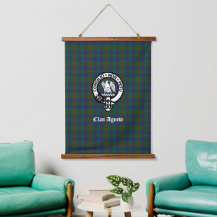Tapiz Con Marco De Madera Clan Agnew Tartan Escudo Personalizable