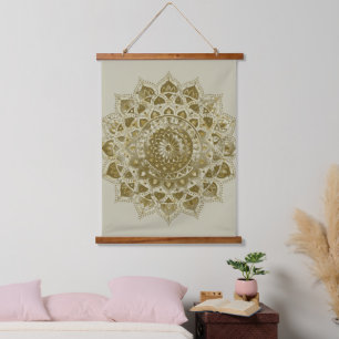Tapiz Con Marco De Madera Clásica Colorida Mandala Estilo India 4