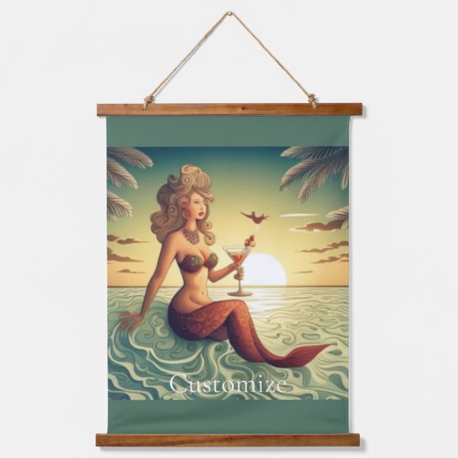 Tapiz Con Marco De Madera Clásica Martini Mermaid Thunder_Cove (Anverso)