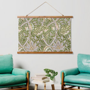 Tapiz Con Marco De Madera Clásico patrón floral William Morris Windrush