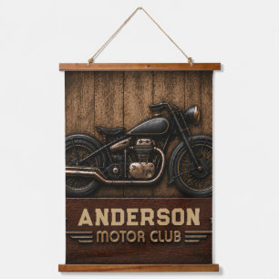 Tapiz Con Marco De Madera Classic Motorcycle Vintage Motor Club Rustic