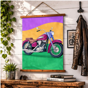 Tapiz Con Marco De Madera Classic Steel Motorcycle Eternal Freedom Vintage 