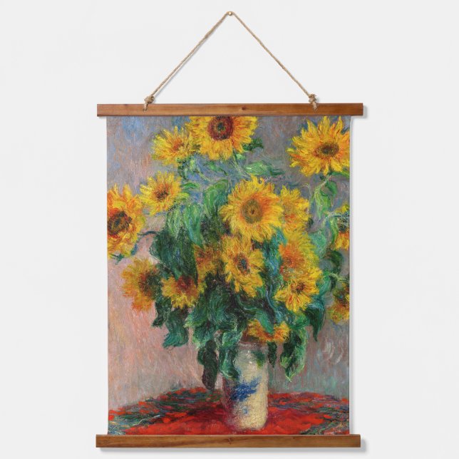 Tapiz Con Marco De Madera Claude Monet - Bouquet de girasoles (Anverso)