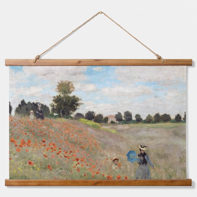 Tapiz Con Marco De Madera Claude Monet - Campo de amapola (Anverso )