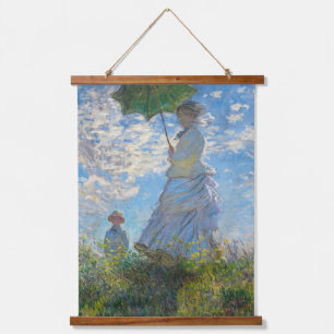 Tapiz Con Marco De Madera Claude Monet - El paseo, mujer con sombrilla