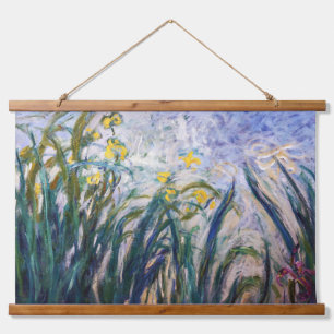 Tapiz Con Marco De Madera Claude Monet - Lirios amarillos y púrpuras