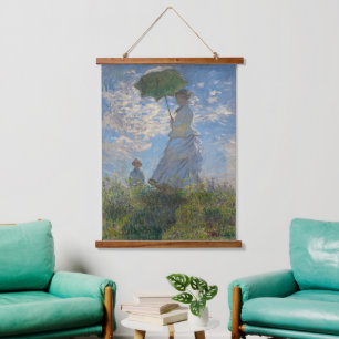 Tapiz Con Marco De Madera Claude Monet Mujer con un Paraguas Arte Refinado