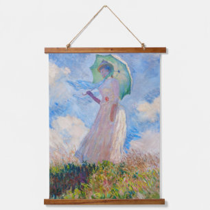 Tapiz Con Marco De Madera Claude Monet - Mujer con un Paraguas frente a la i
