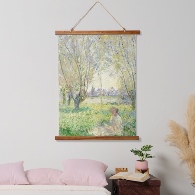 Tapiz Con Marco De Madera Claude Monet: Mujeres De Arte Sentadas En Willow (Dormitorio)