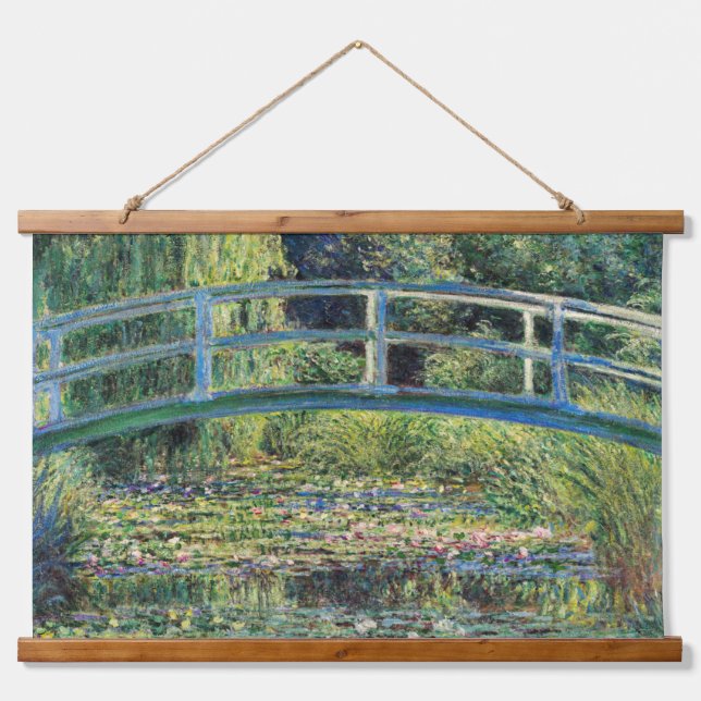Tapiz Con Marco De Madera Claude Monet - Water Lily Pond y Puente Japanés (Anverso )