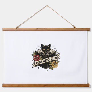 Tapiz Con Marco De Madera Club de brujas gato logo libro