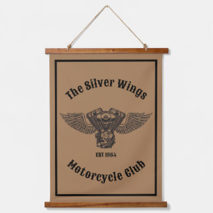 Tapiz Con Marco De Madera Club O Tienda Personalizada De Motocicletas