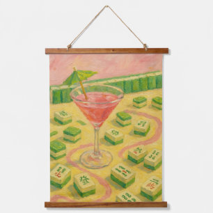 Tapiz Con Marco De Madera Cóctel de pintura al óleo impresionista Chic Mahjo