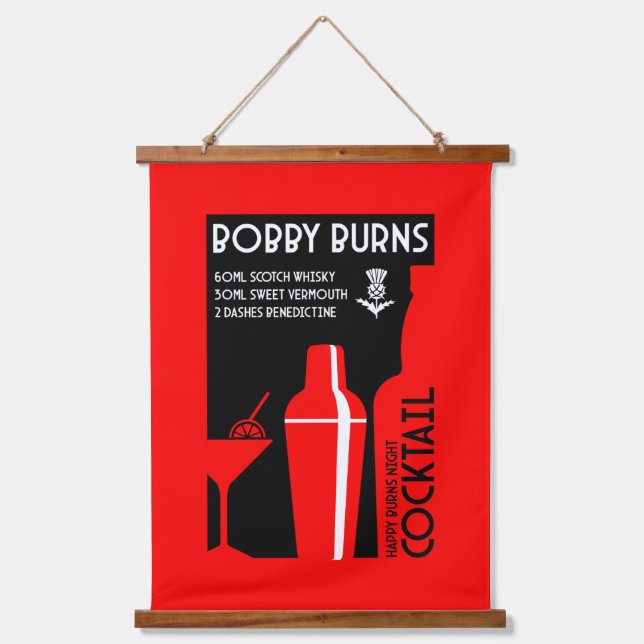 Tapiz Con Marco De Madera Cóctel de Whisky Bobby Burns Escocés (Anverso)