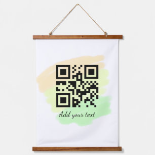 Tapiz Con Marco De Madera código QR simple personalizado agregar su nombre c