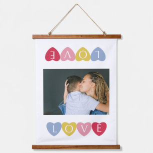 Tapiz Con Marco De Madera Colage de fotos de amor personalizado para el día