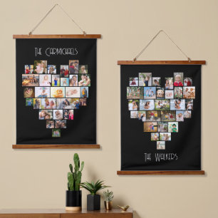 Tapiz Con Marco De Madera Colage de fotos en forma de corazón con apellido 5