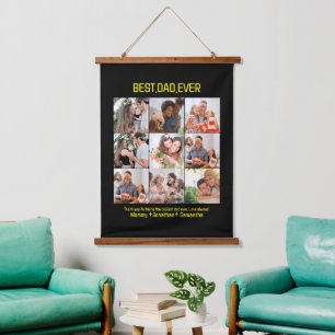 Tapiz Con Marco De Madera Colaje de 9 fotos personalizadas para el mejor pap