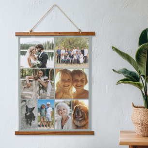 Tapiz Con Marco De Madera Colaje de Fotos Familiares 8 Imágenes Personalizad