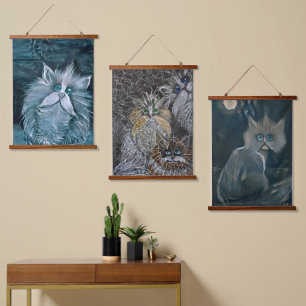 Tapiz Con Marco De Madera Colección de gatos fotográficos