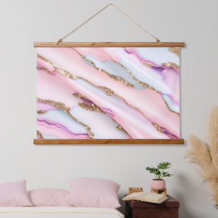 Tapiz Con Marco De Madera Colección moderna de mármol rosa claro rosa agate 