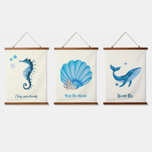 Tapiz Con Marco De Madera Colección Náutica de color azul